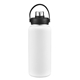aerial view a white 34 oz double wall tumbler with capped sprout, image 1 of 2