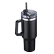 aerial view a black 40 oz large tumbler sipper, image 1 of 2