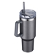 aerial view a gray 40 oz large tumbler sipper, image 1 of 2
