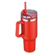 aerial view a red 40 oz large tumbler sipper, image 1 of 2