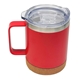 aerial view a red 12 oz double wall tumbler with handle, image 1 of 2