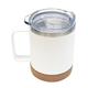 aerial view a white 12 oz double wall tumbler with handle, image 1 of 2