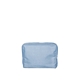 aerial view a french wash denim bag & white zipper denim busy bee pouch, image 1 of 2