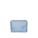 aerial view a french wash denim bag & metallic silver zipper denim busy bee pouch, image 1 of 2