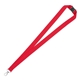 aerial view a red (pms 186c) 3/4 eco friendly rpet lanyard with safety breakaway, image 1 of 4