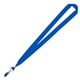 aerial view a blue (pms 286c) 3/4 eco friendly rpet lanyard with bulldog clip, image 1 of 3