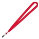 aerial view a red (pms 186c) 3/4 eco friendly rpet lanyard with bulldog clip, image 1 of 3