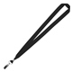 aerial view a black 3/4 eco friendly rpet lanyard with bulldog clip, image 1 of 3