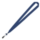 aerial view a navy (pms 281c) 3/4 eco friendly rpet lanyard with bulldog clip, image 1 of 3