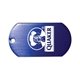 a royal blue dog tag with 4 1/2 ball chain, laser engraved