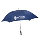 aerial view a navy blue durable 60 windproof umbrella, image 1 of 2