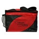 aerial view a red striped cooler bag, image 1 of 2