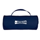 aerial view a navy blue fleece roll up blanket, image 1 of 2