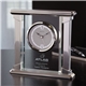 aerial view a clear deluxe quartz alarm clock, image 1 of 2