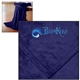 aerial view a navy oversized mink soft touch blanket, image 1 of 2