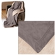 aerial view a gray oversized micro mink sherpa blanket, image 1 of 2