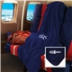 aerial view a navy blue micro - plush fleece blanket, image 1 of 2