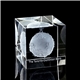 aerial view a clear large flat cube 3d crystal award, image 1 of 2