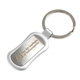 aerial view a silver elegant oval metal keytag, image 1 of 2