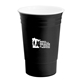 aerial view a black ultimate party cup 16 oz with lid, image 1 of 2