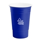 aerial view a blue ultimate party cup 16 oz with lid, image 1 of 2