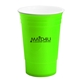 aerial view a lime green ultimate party cup 16 oz with lid, image 1 of 2