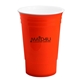 aerial view a orange ultimate party cup 16 oz with lid, image 1 of 2