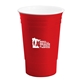 aerial view a red ultimate party cup 16 oz with lid, image 1 of 2