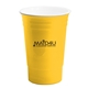 aerial view a yellow ultimate party cup 16 oz with lid, image 1 of 2