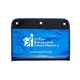 aerial view a blue zippered portfolio pouch w / three holes, image 1 of 2