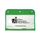aerial view a green zippered portfolio pouch w / three holes, image 1 of 2