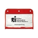 aerial view a red zippered portfolio pouch w / three holes, image 1 of 2