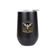 aerial view a black double wall stainless steel wine cup, image 1 of 2