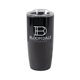 aerial view a black 20 oz double wall plastic tumbler, image 1 of 2