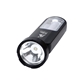 aerial view a black dual bulb foldable flashlight, image 1 of 3