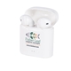 aerial view a white true wireless earbuds with case, image 1 of 3