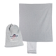 aerial view a gray jersey fleece sling blanket, image 1 of 5