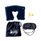 aerial view a navy travel pillow kit w / ear plugs eye mask, image 1 of 2