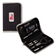 aerial view a black 18- piece captains tool set, image 1 of 2