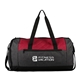 aerial view a dark red mod quilted polyester duffel bag, image 1 of 6