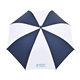 aerial view a navy-white elements 60 recycled auto open golf umbrella, image 1 of 5
