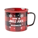 a red 16oz buffalo check mug