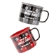 a group of 16oz buffalo check mug