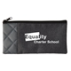aerial view a grey modern quilted school pencil pouch, image 1 of 3