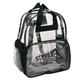 aerial view a black double handle clear backpack, image 1 of 2