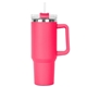 aerial view a hot pink 40 oz hippo insulated tumbler straw lid with twist closure, image 1 of 2