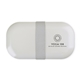 aerial view a grey-cream oishii modern bento lunch box, image 1 of 10