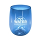 a blue 12 oz recycled stemless wine glass