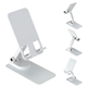 aerial view a white ellipse 360 degree rotation heavy duty phone stand, image 1 of 4