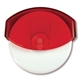 aerial view a translucent red personalized pizza cutter, image 1 of 2